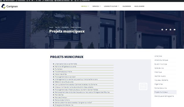 Page Web projets