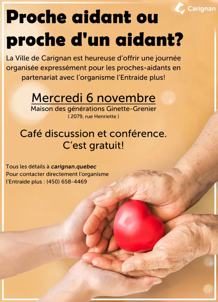 Programme Proche Aidant Semaine nationale des personnes proches aidantes 2024 – Ville de Carignan
